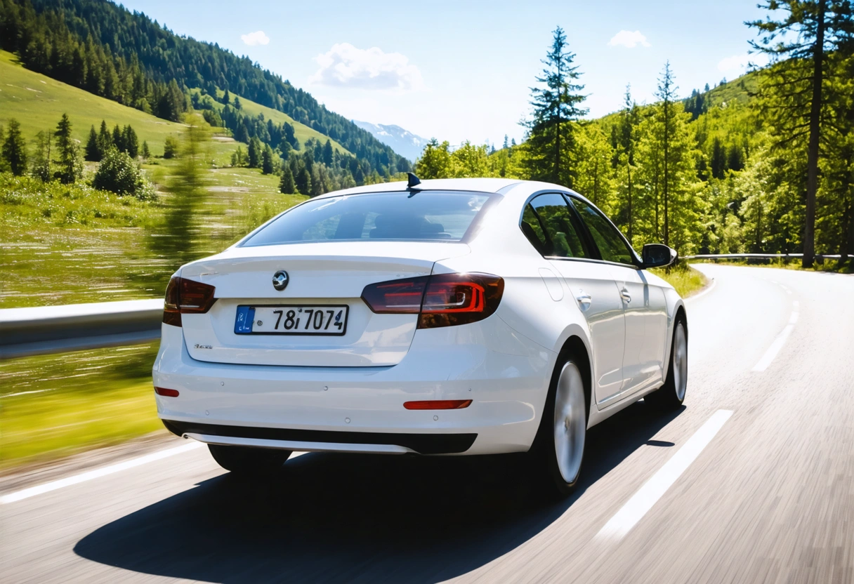 A well-maintained car driving smoothly on a scenic road, reflecting the benefits of comprehensive auto